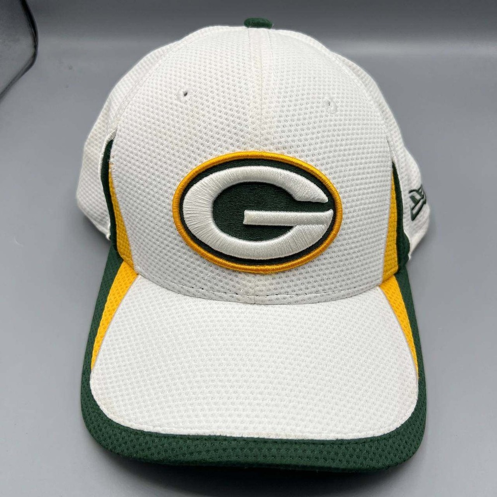 Green Bay Packers Hat Men S-M‎ White Green 39Thirty New Era Stretch Fitted Cap
